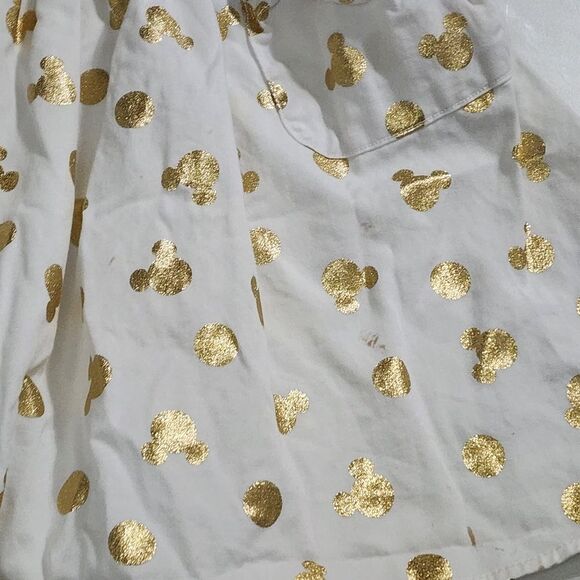 Disney Girls Chef Cooking Baking Apron & Minnie Mouse Ears Hat Set Gold Metallic - Picture 3 of 16